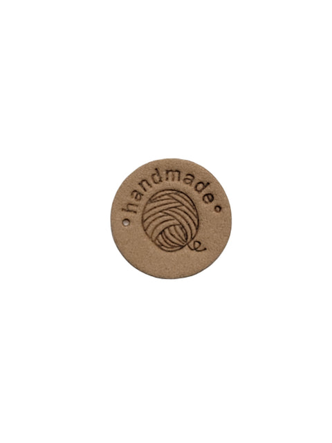 Leren label | rond 2.5 cm | per stuk | Handmade bolletje wol