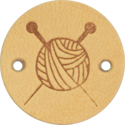 Durable | Leren label rond | 2 cm | 2 stuks | Breien