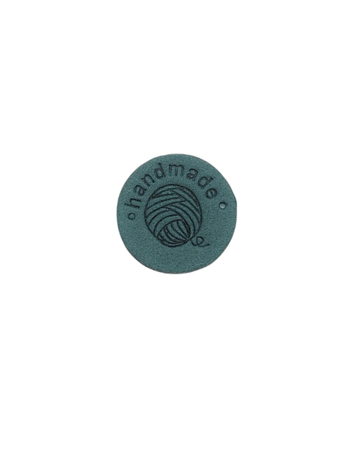 Leren label | rond 2.5 cm | per stuk | Handmade bolletje wol