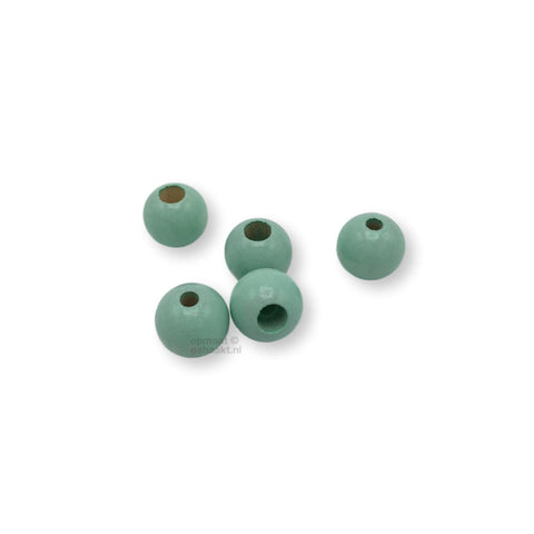 Gekleurde houten verstop-je-knoopje kraal | 12 mm | 10 stuks | Babyblauw