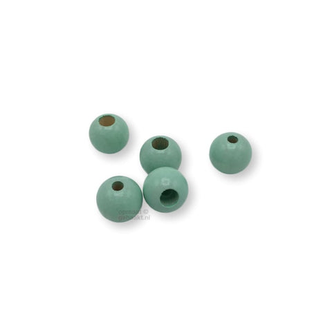 Gekleurde houten verstop-je-knoopje kraal | 12 mm | 10 stuks | Babyblauw