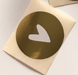 Stickers | Hartje | Goudfolie met wit | 10 stuks