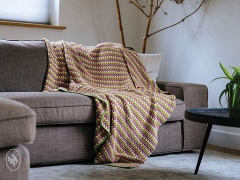 Gratis haakpatroon | Durable Comfy | Granny Stripe Blanket