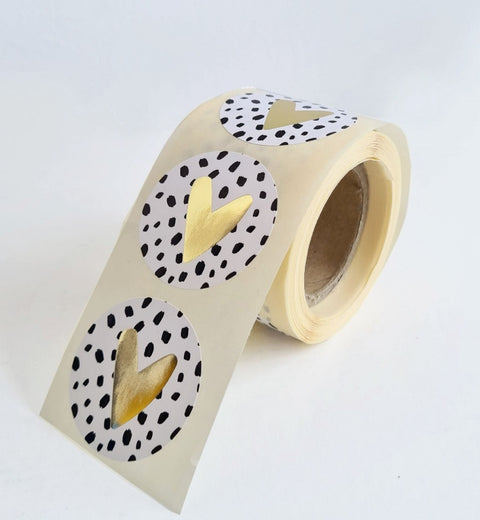 Stickers | Hartje | Goud met 101 dots | 10 stuks