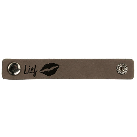 Durable | Leren label met drukknoop | 10 x 1.5 cm | 2 stuks | Lief