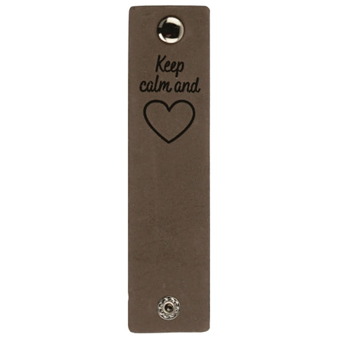 Durable | Leren label met drukknoop | 12 x 3 cm | 2 stuks | Keep calm and love