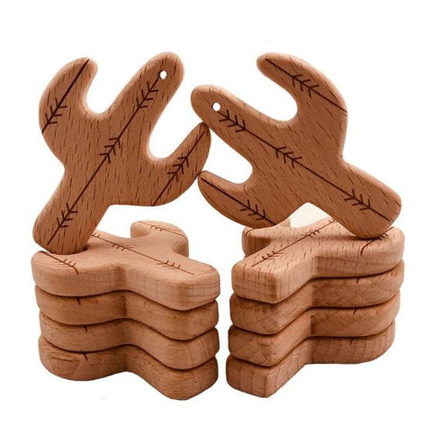 Houten bijtring Cactus