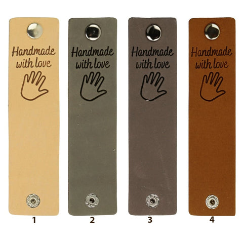 Durable | Leren label met drukknoop | 12 x 3 cm | 2 stuks | Handmade with love