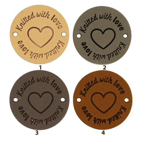 Durable | Leren label rond | 3.5 cm | 2 stuks | Knitted with love